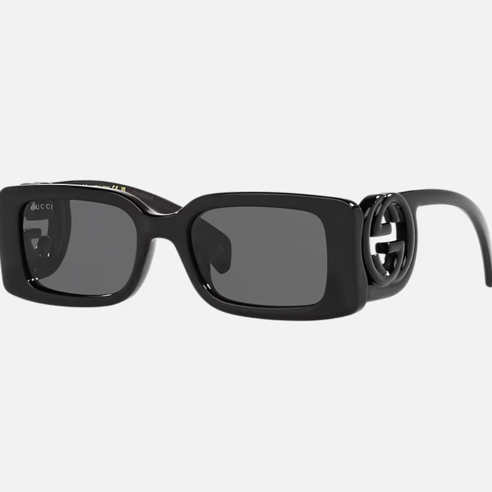 Authentic Gucci Black Rectangular Sunglasses With… - image 1